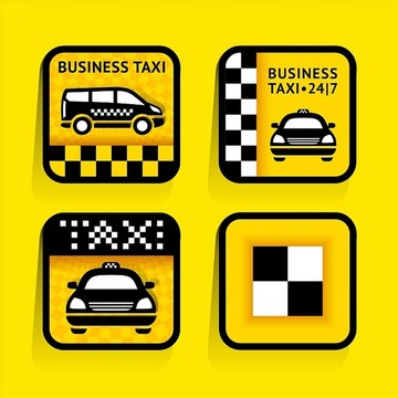 出租车设置标签的黄色背景