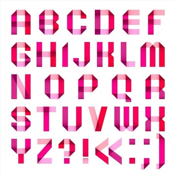 光谱字母折叠的纸带粉红色