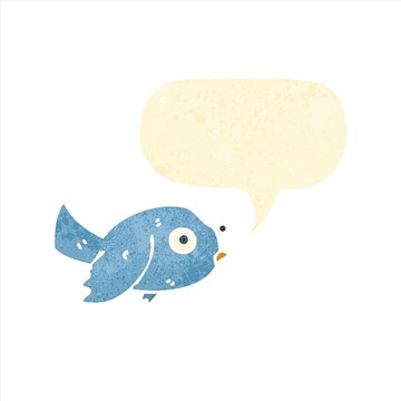卡通动物蓝色的小鸟插画