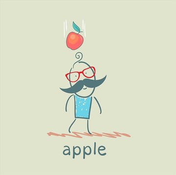 男人掉了一个苹果
