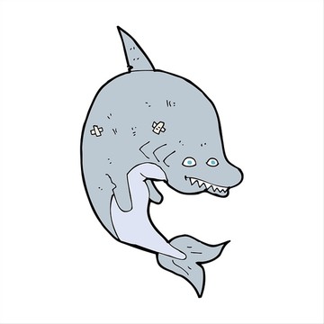 卡通海洋动物鲨鱼插画