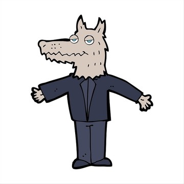 卡通动物狼插画