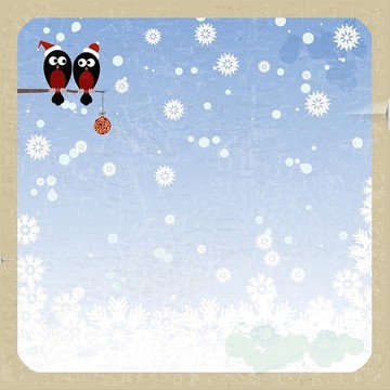 雪天的两只红腹灰雀