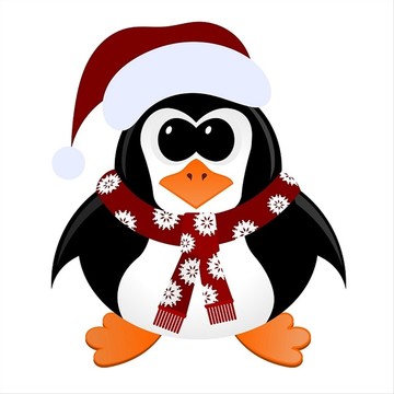 卡通企鹅圣诞帽和围巾
