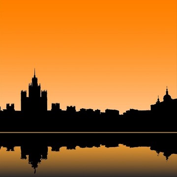 莫斯科城市轮廓剪影矢量图