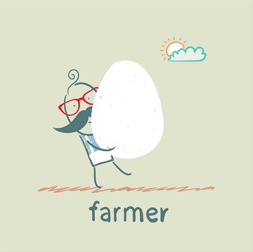 抱着鸡蛋的农民