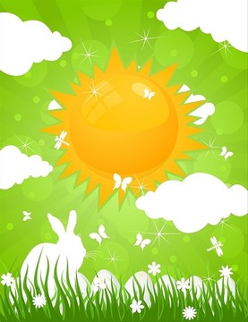 复活节兔子和太阳