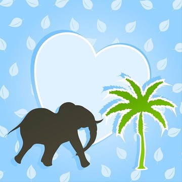 跑向棕榈树的大象