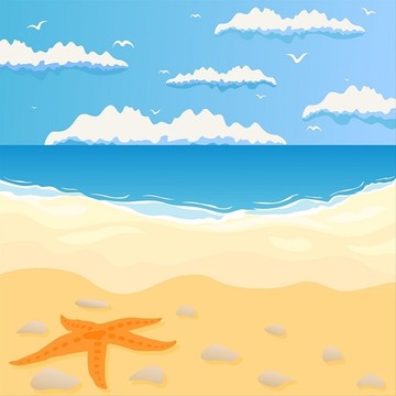 夏日海滩矢量插画