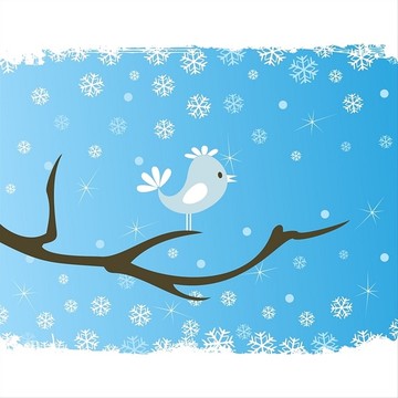 小鸟在坐在树上矢量插画