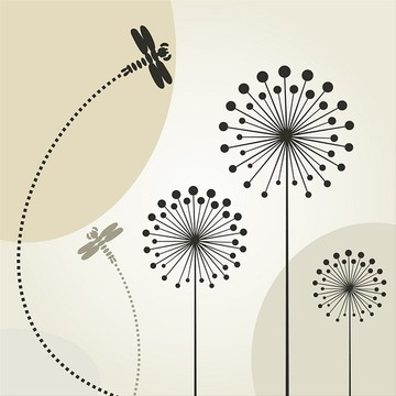 蜻蜓飞过花朵
