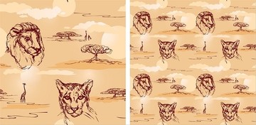 狮子和猎豹头像插图