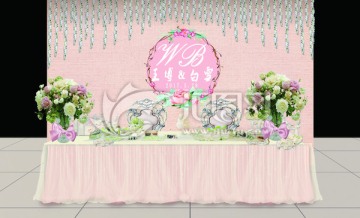 粉色清新婚礼效果图