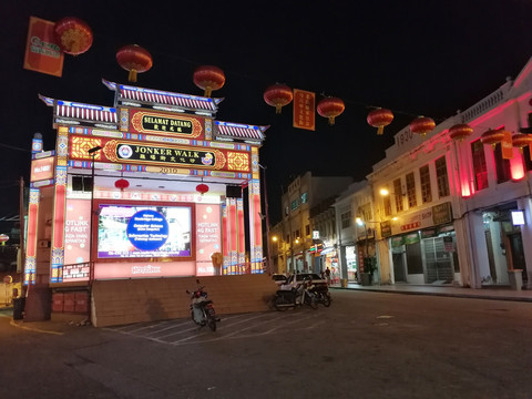 马六甲唐人街夜景