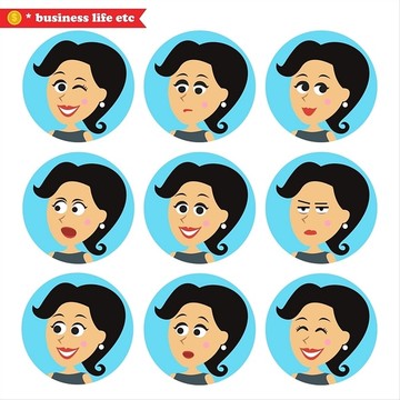 商业女性面部表情图标