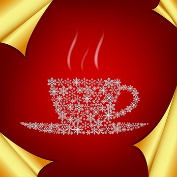 雪花组成的咖啡杯矢量插画