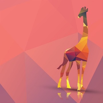 几何多边形长颈鹿图案设计