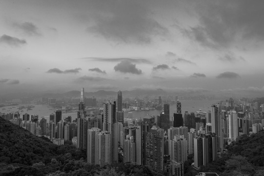 黑白香港全景