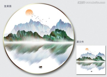 新中式抽象山水装饰画