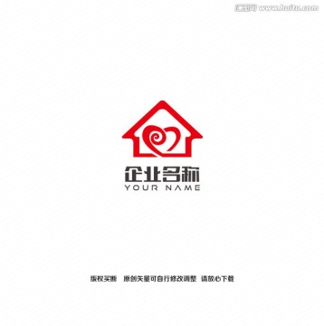 房屋爱心创意logo