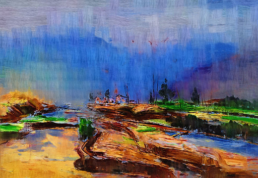 油画 田野
