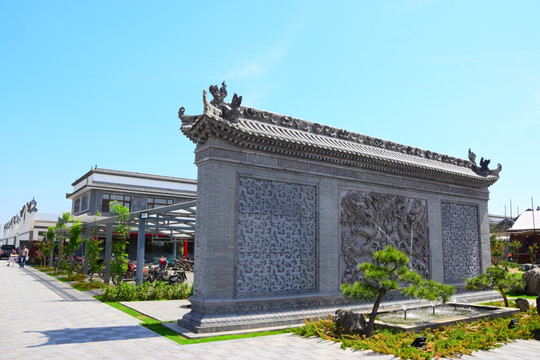 唐语砖雕独立影壁