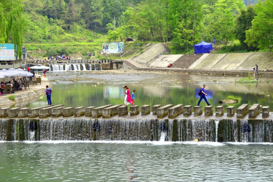 白鹿河 小桥流水 踏水桥