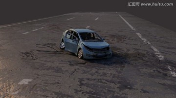 车祸现场受损的车3d模型