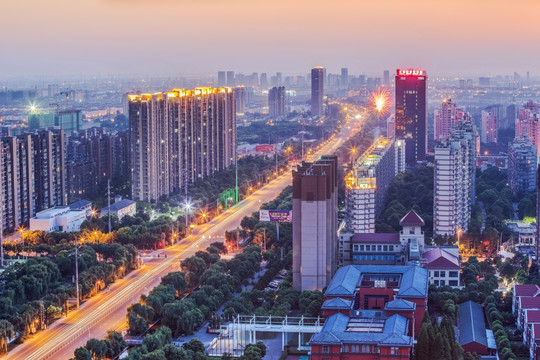 中国江苏省江阴市城市夜景