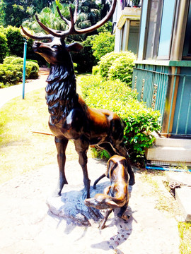 麋鹿 鹿雕塑 驯鹿