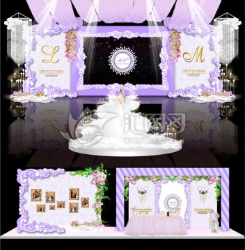 紫色欧式婚礼主题效果图