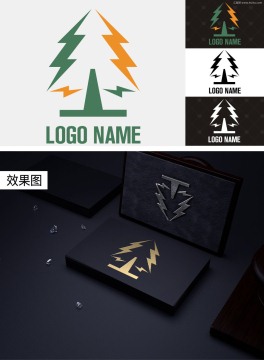 科技电力工程闪电logo商标