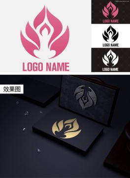 瑜伽美容健身运动logo商标