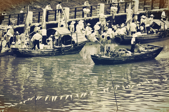 老照片龙舟 传统端午节