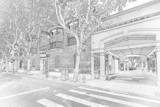 新天地石库门建筑线描合层