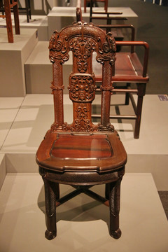 实木雕雕花靠背椅