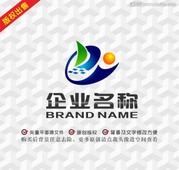 字母e科技扬帆起航红日logo