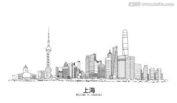 上海外滩手绘线稿