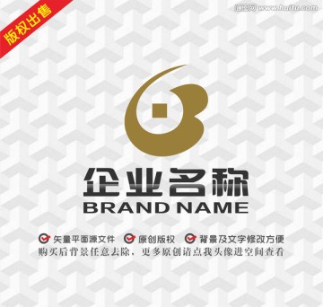 字母B铜钱logo金融logo