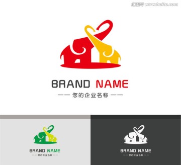 创意大象logo卡通动物标志