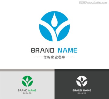 双手捧水滴logo环保标志