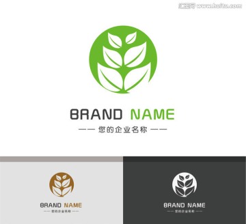 绿色创意飞花绿叶logo