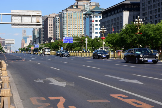 一带一路会议期间北京街景 车队