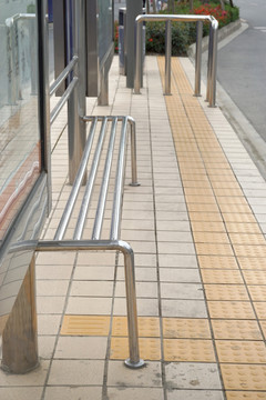 公交站台 不锈钢座椅 候车栏杆