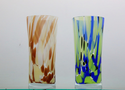 玻璃艺术品彩色斑点纹深腹杯