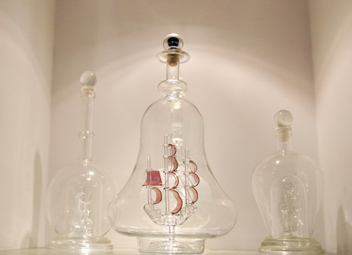 玻璃工艺品海船图案漂流瓶