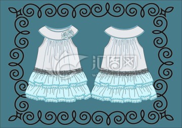 服装设计图女装礼服平面图