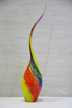 玻璃工艺品长颈彩色花瓶