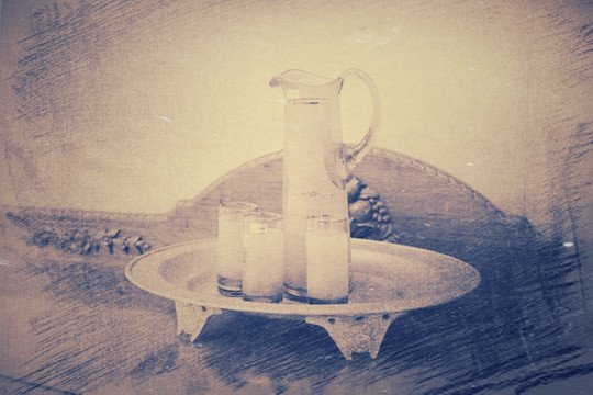 老上海元素 茶壶水杯托盘