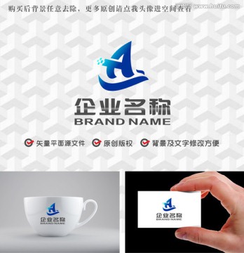 字母TA帆船飞鸟logo
